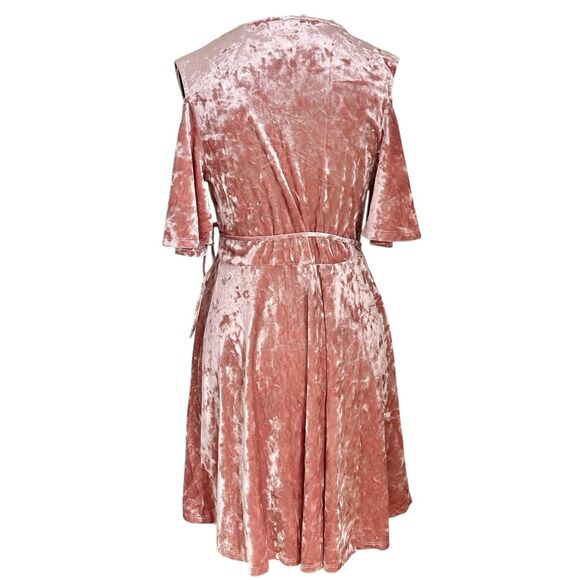 Miami Wrap Dress Small Off Shoulder Velvet Romantic Y2K 90s Festival Party - Picture 3 of 15